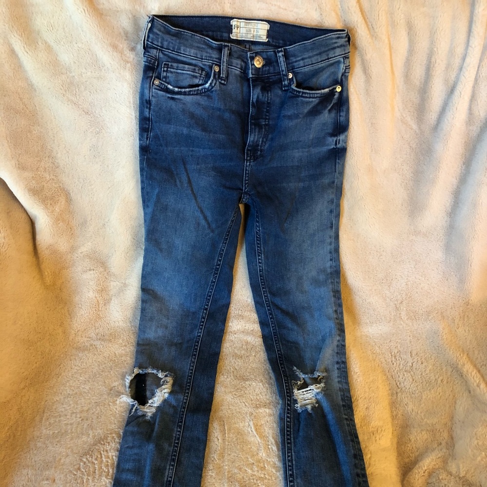 Free People Distressed Knee Skinny Jeans